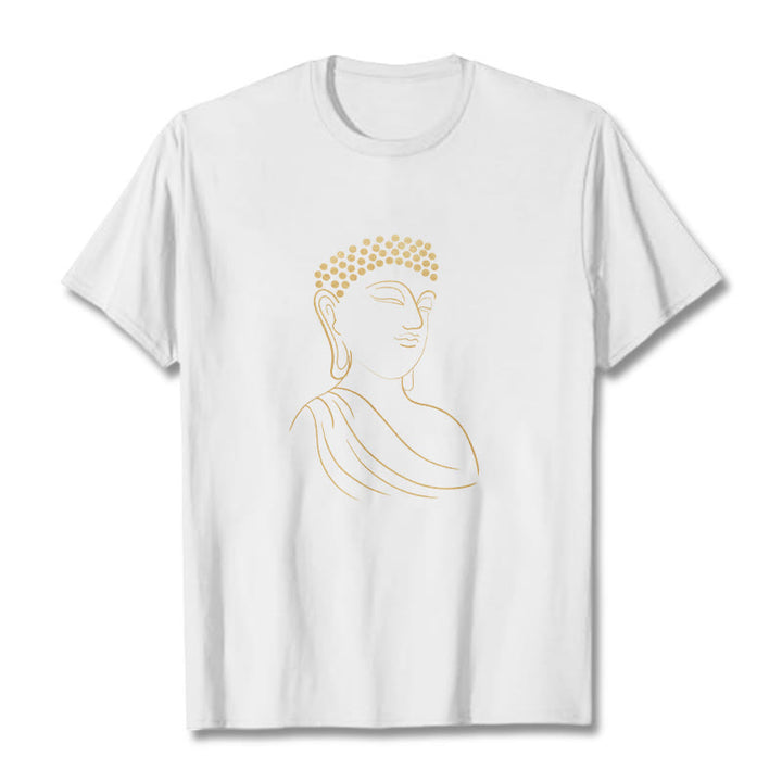 Buddha Stones Meditating Buddha Pattern Tee T-shirt - White - 2XL - image 6