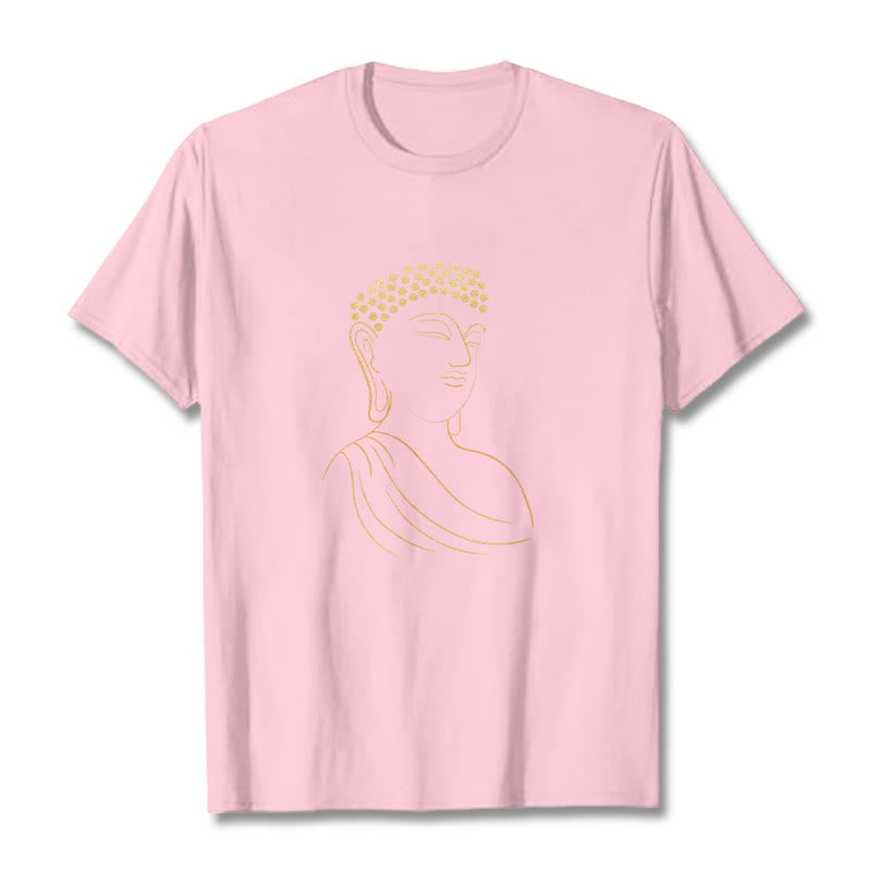 Buddha Stones Meditating Buddha Pattern Tee T-shirt - LightPink - 2XL - image 13