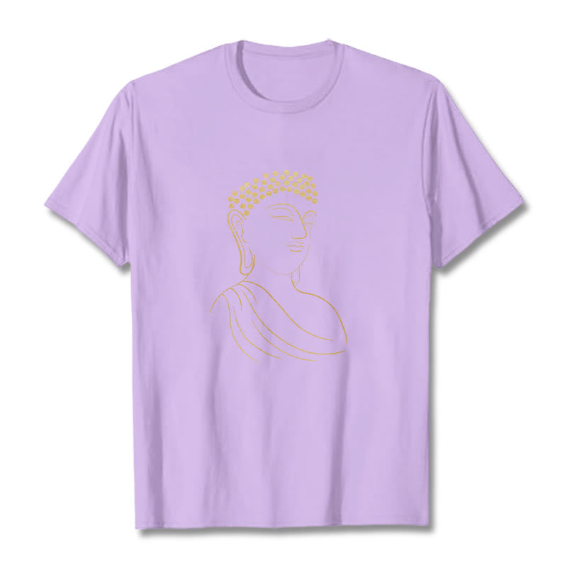 Buddha Stones Meditating Buddha Pattern Tee T-shirt - Plum - 2XL - image 17