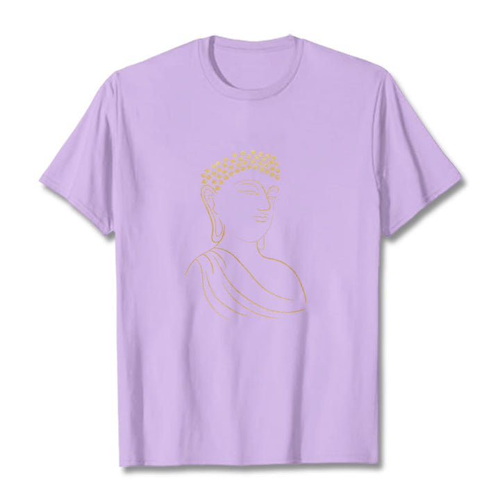 Buddha Stones Meditating Buddha Pattern Tee T-shirt - Plum - 2XL - image 17