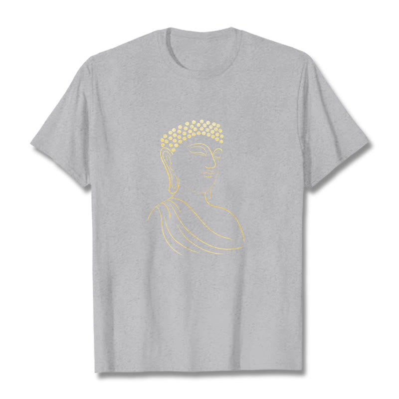 Buddha Stones Meditating Buddha Pattern Tee T-shirt - LightGrey - 2XL - image 20