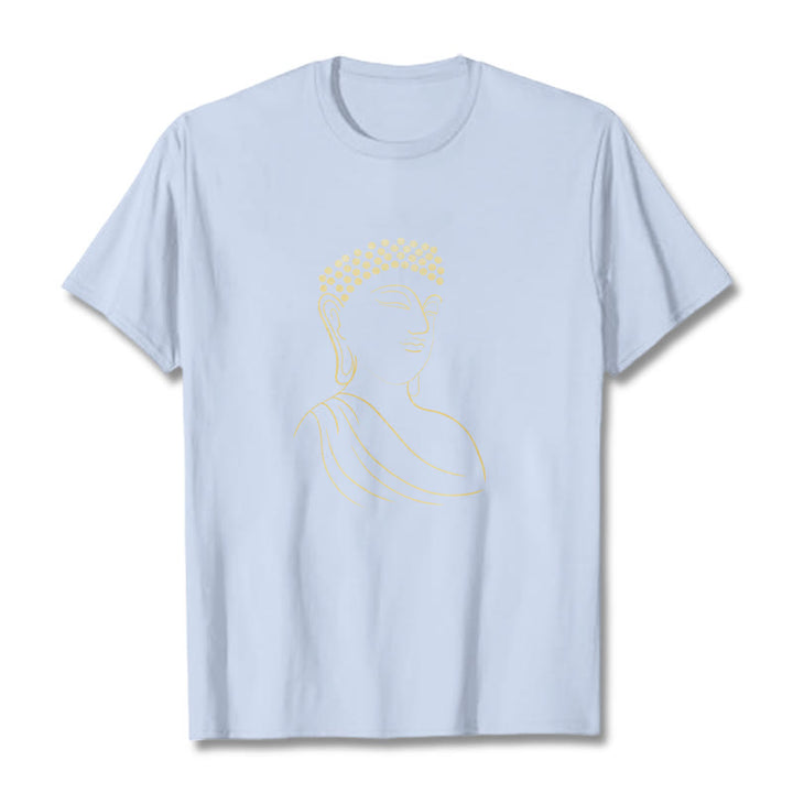 Buddha Stones Meditating Buddha Pattern Tee T-shirt - LightCyan - 2XL - image 19