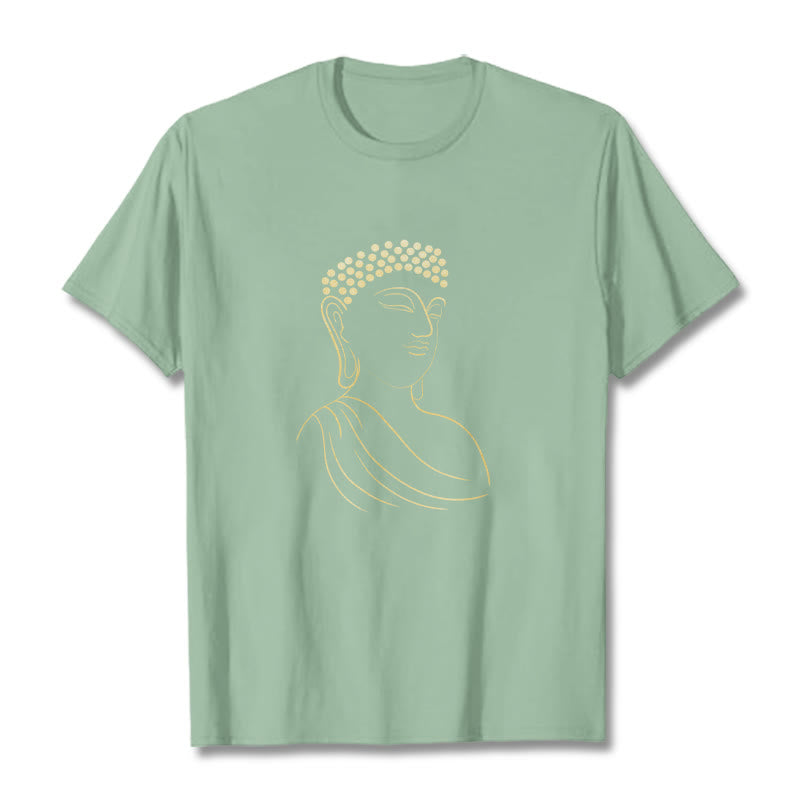 Buddha Stones Meditating Buddha Pattern Tee T-shirt - PaleGreen - 2XL - image 15
