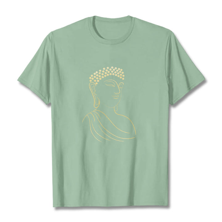 Buddha Stones Meditating Buddha Pattern Tee T-shirt - PaleGreen - 2XL - image 15