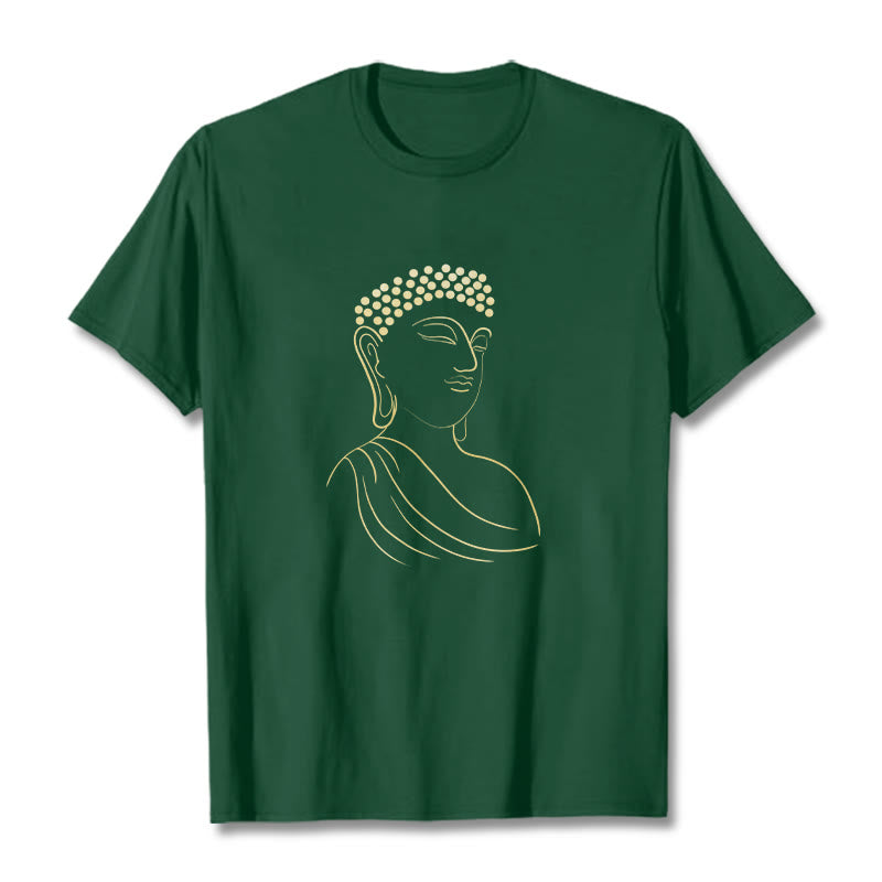 Buddha Stones Meditating Buddha Pattern Tee T-shirt - ForestGreen - 2XL - image 11