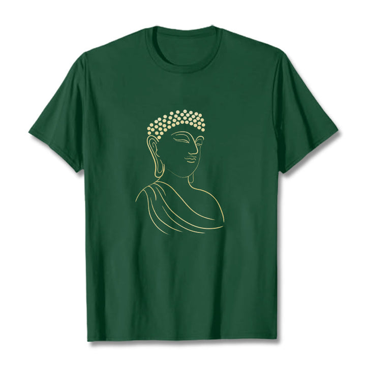 Buddha Stones Meditating Buddha Pattern Tee T-shirt - ForestGreen - 2XL - image 11