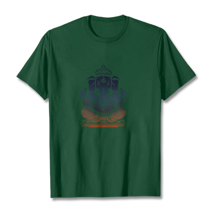 Buddha Stones Meditating Ganesh Elephant Pattern Tee T-shirt - ForestGreen - 2XL - image 11