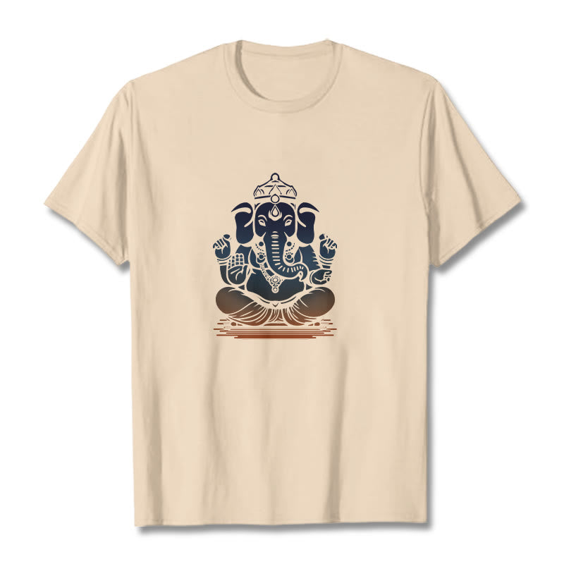 Buddha Stones Meditating Ganesh Elephant Pattern Tee T-shirt - Bisque - 2XL - image 9