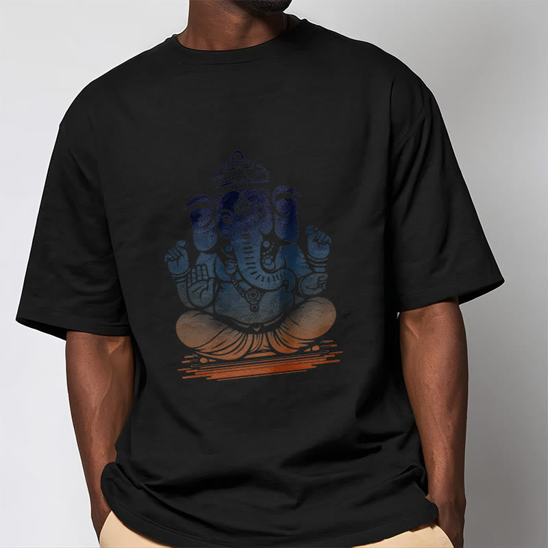 Buddha Stones Meditating Ganesh Elephant Pattern Tee T-shirt - image 6
