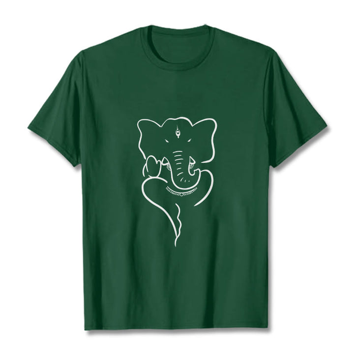 Buddha Stones Ganesh Elephant Sketch Pattern Tee T-shirt - ForestGreen - 2XL - image 11