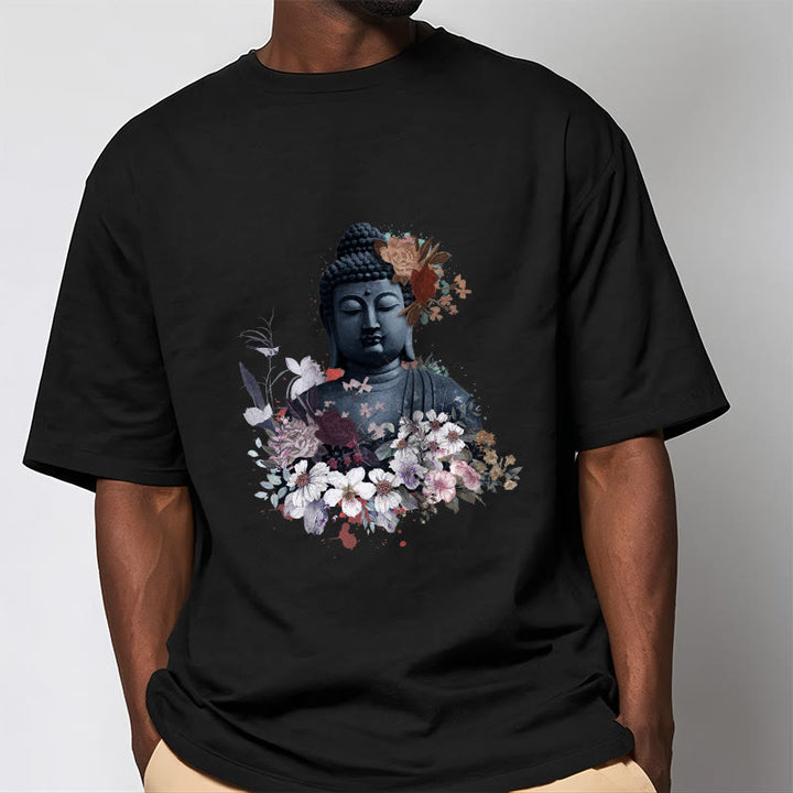 Buddha Stones  Colorful Flowers Surrounding Buddha Pattern Tee T-shirt - image 7