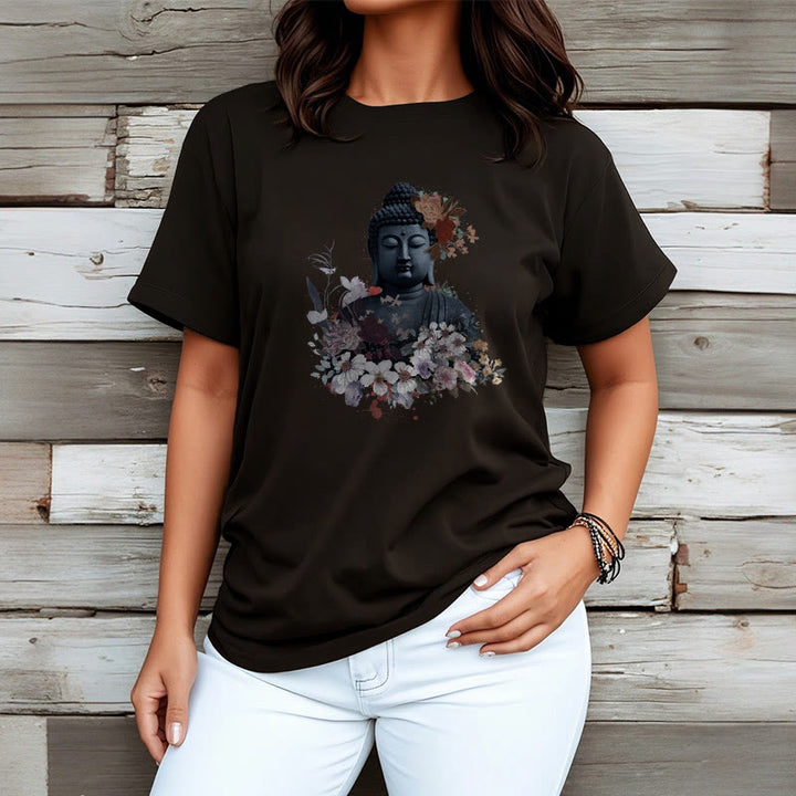 Buddha Stones  Colorful Flowers Surrounding Buddha Pattern Tee T-shirt - image 8