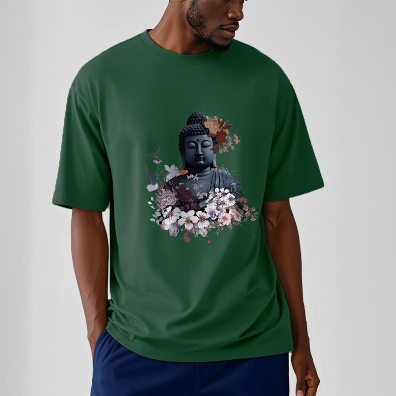 Buddha Stones  Colorful Flowers Surrounding Buddha Pattern Tee T-shirt - image 12