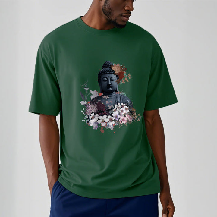 Buddha Stones  Colorful Flowers Surrounding Buddha Pattern Tee T-shirt - image 12