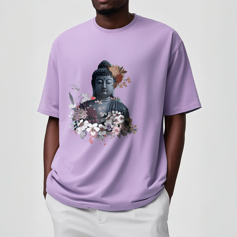 Buddha Stones  Colorful Flowers Surrounding Buddha Pattern Tee T-shirt - image 18