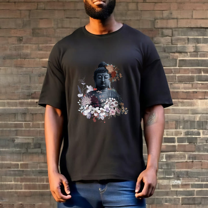 Buddha Stones  Colorful Flowers Surrounding Buddha Pattern Tee T-shirt - image 6