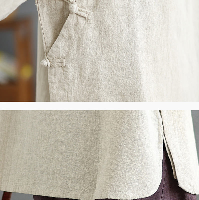 Buddha Stones Solid Color Frog-Button Long Sleeve Women's Shirt - image 10