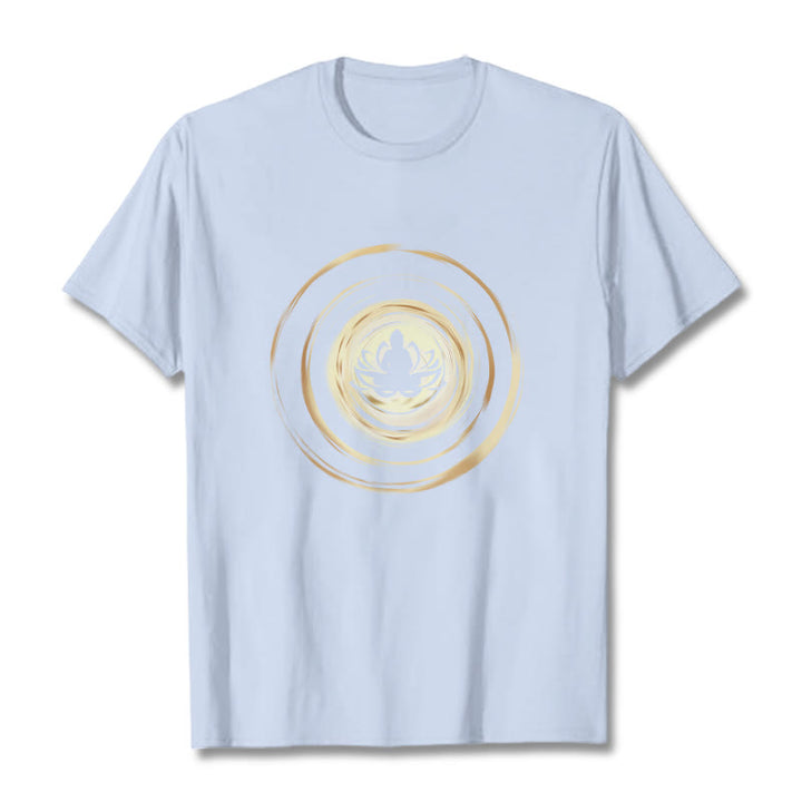 Buddha Stones Meditating Buddha Lotus Pattern Tee T-shirt - LightCyan - 2XL - image 19