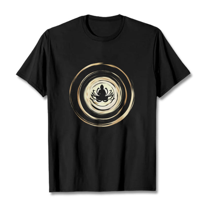 Buddha Stones Meditating Buddha Lotus Pattern Tee T-shirt - Black - 2XL - image 1