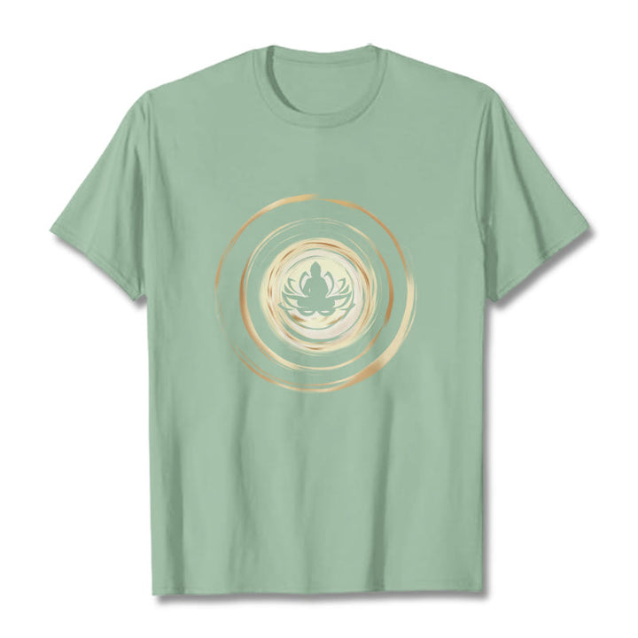 Buddha Stones Meditating Buddha Lotus Pattern Tee T-shirt - PaleGreen - 2XL - image 15