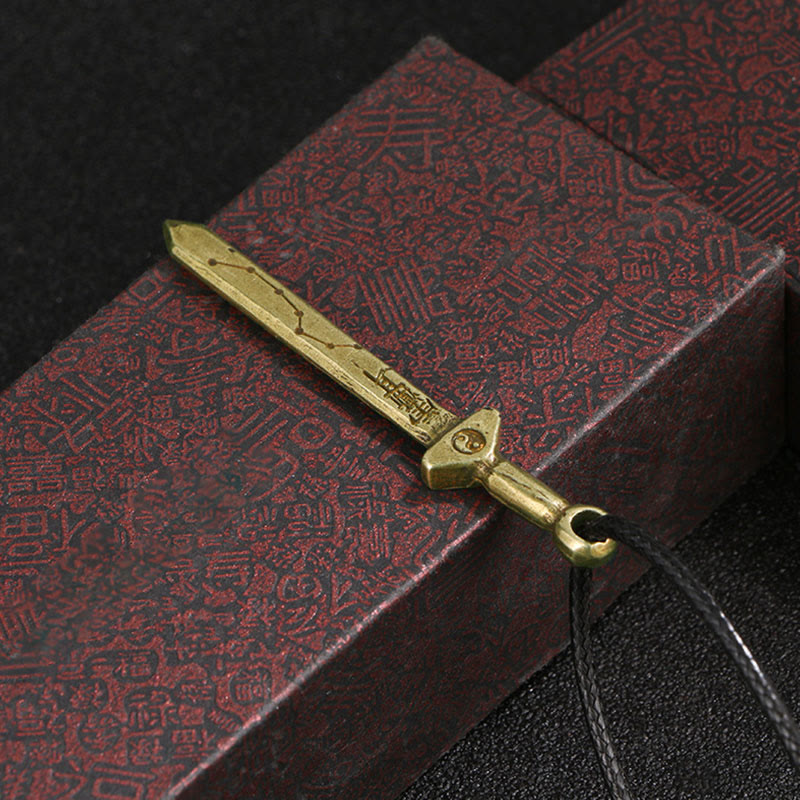 Buddha Stones Vintage Yin Yang Copper Sword Balance Necklace Pendant - image 2