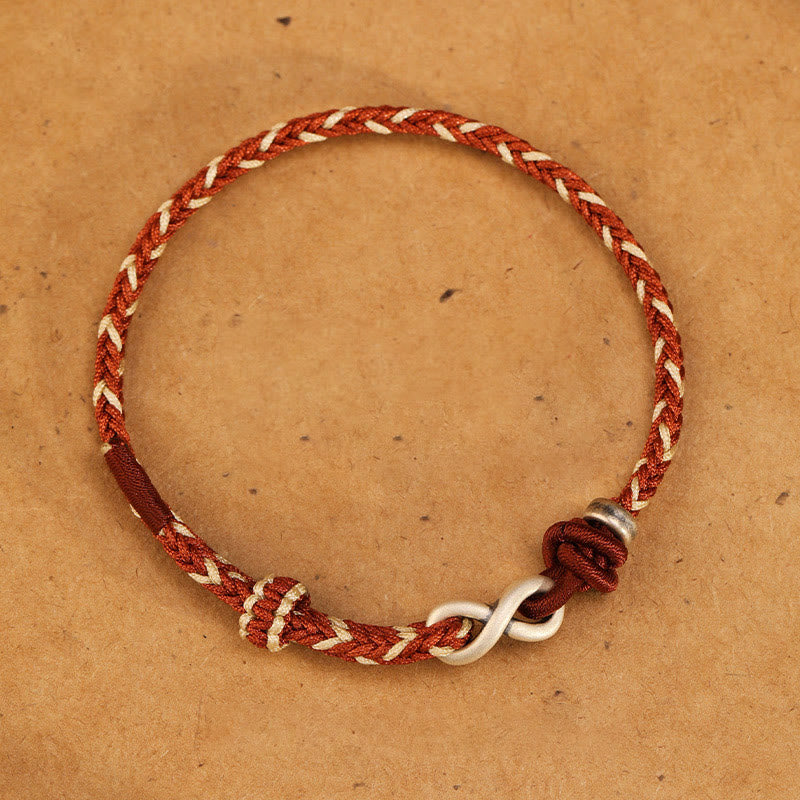 Buddha Stones Handmade 999 Sterling Silver Endless Knot Infinity Symbol LuckĀ Rope Bracelet