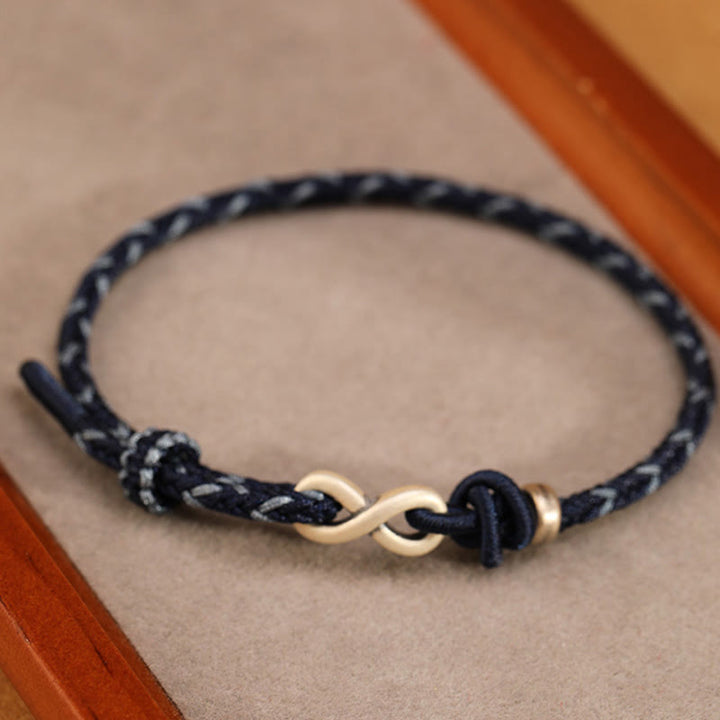 Buddha Stones Handmade 999 Sterling Silver Endless Knot Infinity Symbol LuckĀ Rope Bracelet