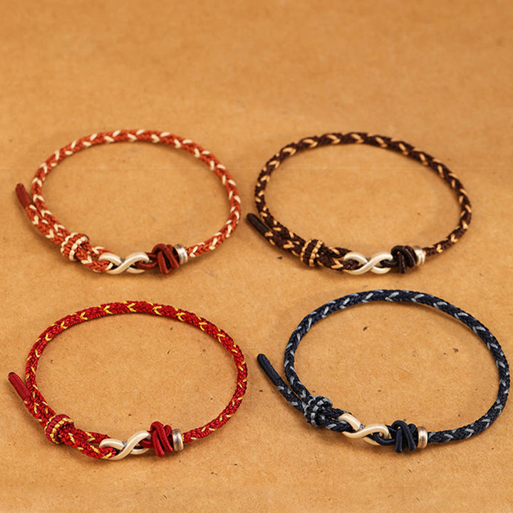 Buddha Stones Handmade 999 Sterling Silver Endless Knot Infinity Symbol LuckĀ Rope Bracelet