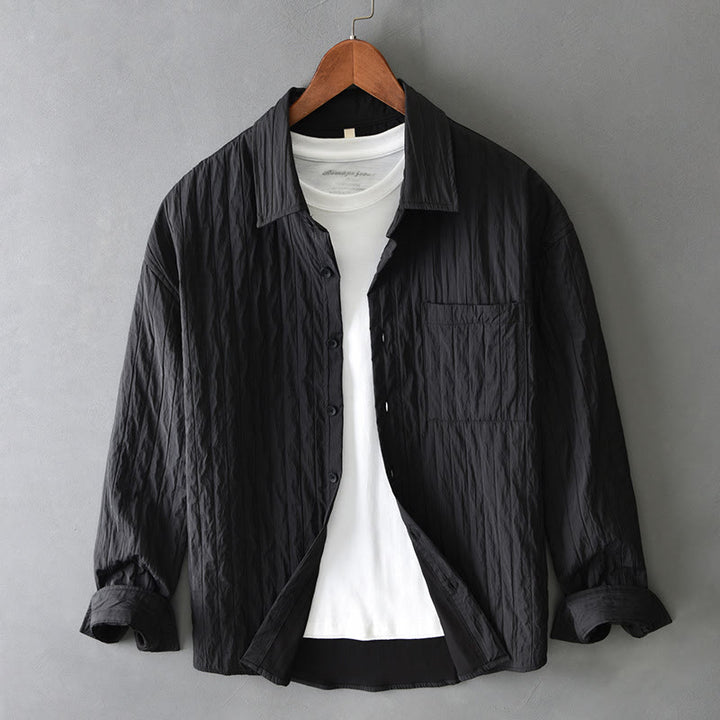 Buddha Stones Casual Solid Color Long Sleeve Men's Shirt With Pocket - Black - US/UK/AU42,EU52 (3XL) - image 12