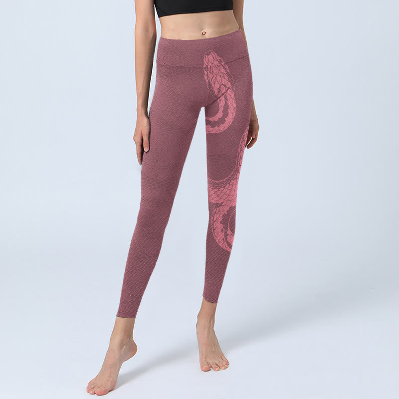Buddha Stones Pink Snake And Snakeskin Print Gym Leggings Women's Yoga Pants - image 6