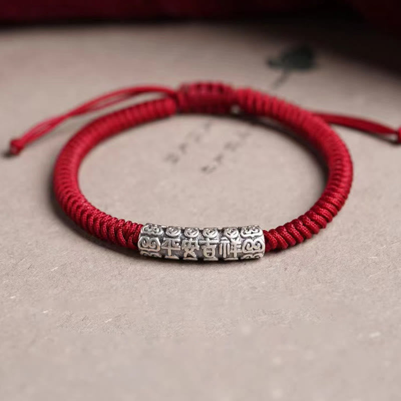 Buddha Stones Handmade 999 Sterling Silver Peace and Good Fortune Om Mani Padme Hum LuckĀ Rope Bracelet - image 10