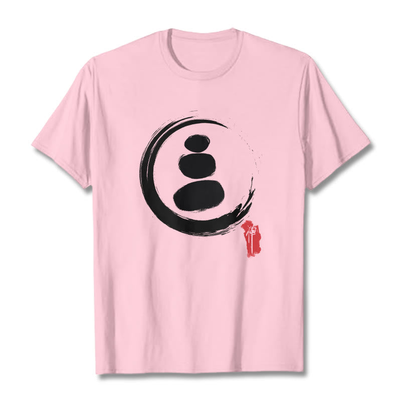 Buddha Stones Zen Circles Cotton Tee T-shirt - Light Pink - 2XL - image 13