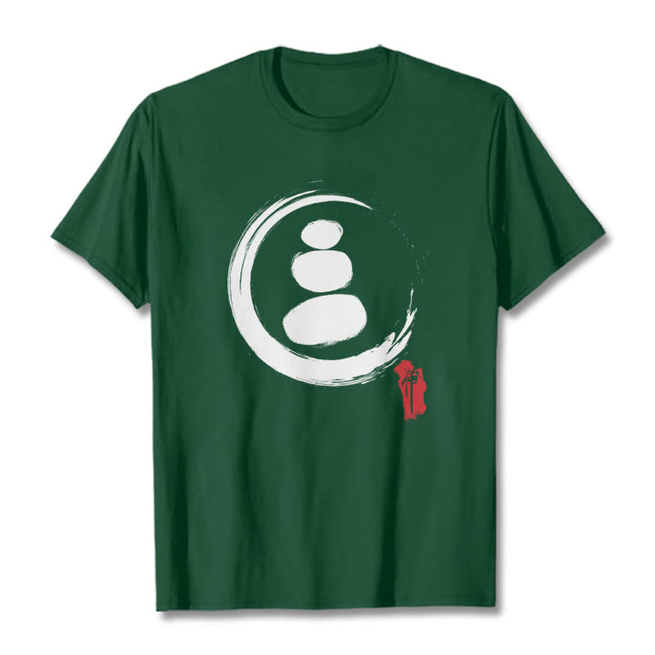 Buddha Stones Zen Circles Cotton Tee T-shirt - Forest Green - 2XL - image 8