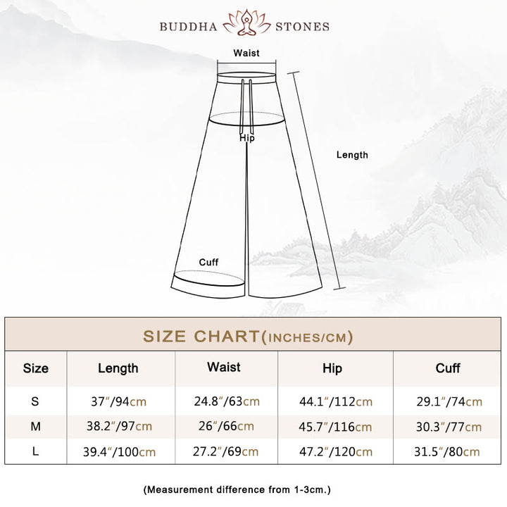 Buddha Stones Loose Cotton Linen Drawstring Wide Leg Pants With Pockets