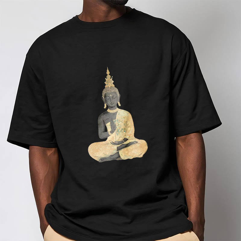 Buddha Stones Meditating Buddha Pattern Cotton Tee T-shirt - image 12