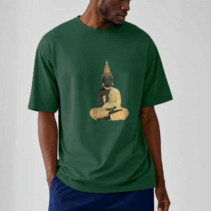 Buddha Stones Meditating Buddha Pattern Cotton Tee T-shirt - image 5