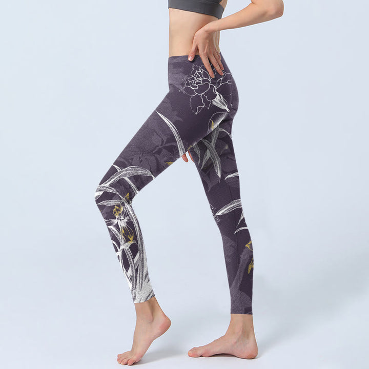 Buddha Stones Orchid Flower Roses Gym Leggings Women's Yoga Pants - image 3