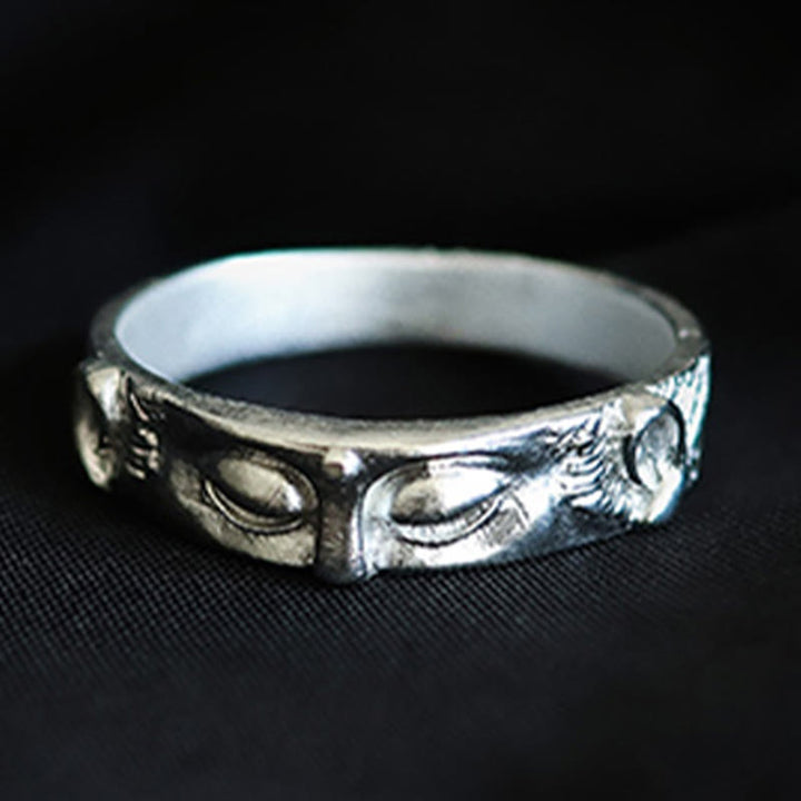 Buddha Stones 999 Sterling Silver Buddha Eyes Protection Ring - image 1