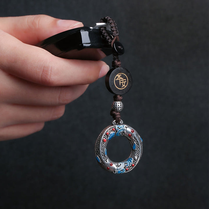 Buddha Stones Double Koi Fish Peace Buckle Safe And Well Luck Key Chain
