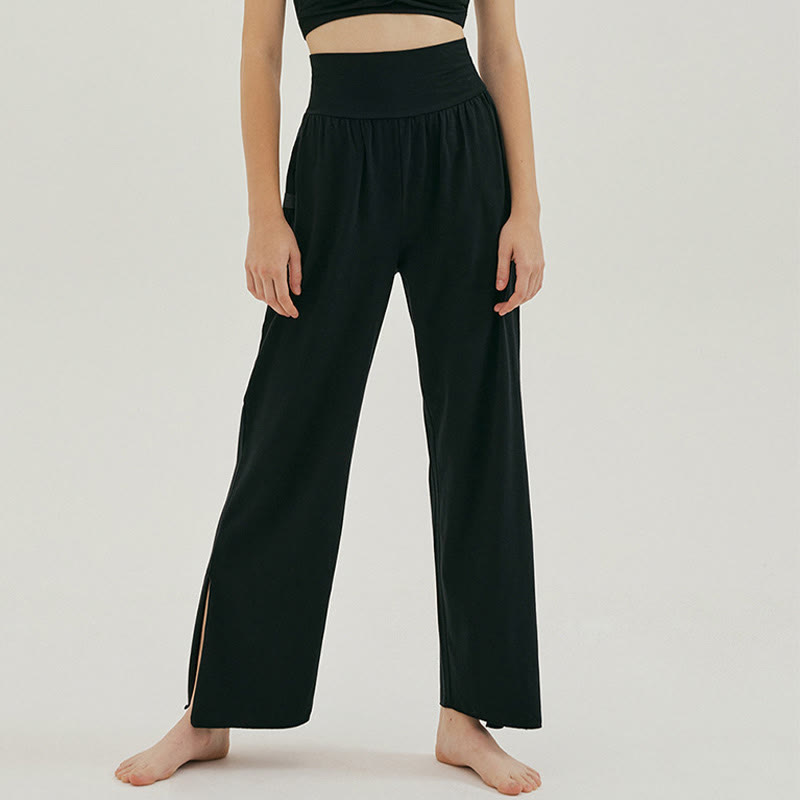 Buddha Stones Casual Loose Tie-down Hem Plain High Waist Women's Leica Pants With Pockets - Black - US4,UK/AU8,EU36 (L) - image 9