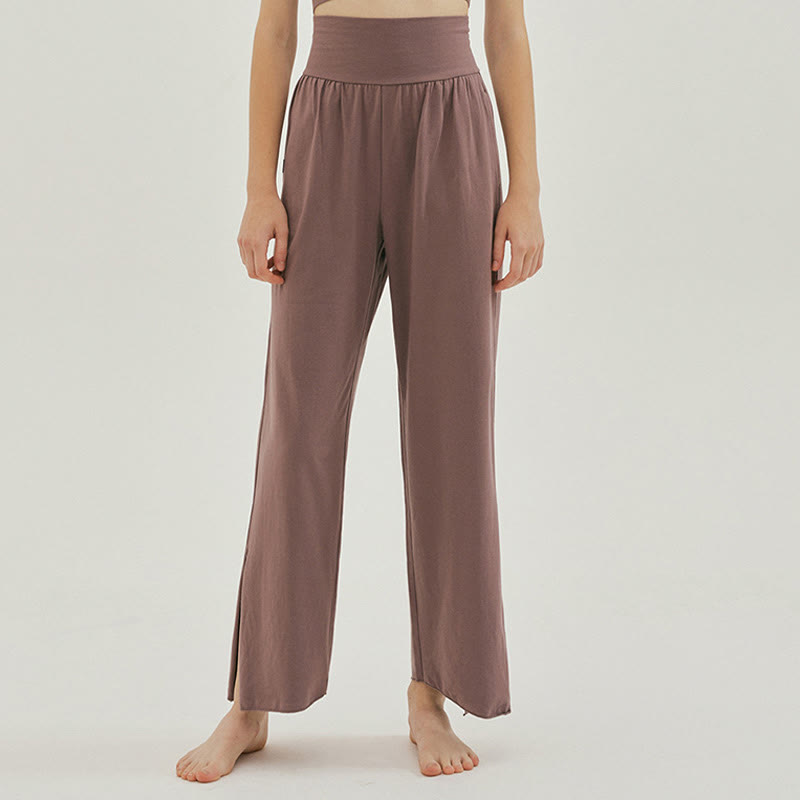 Buddha Stones Casual Loose Tie-down Hem Plain High Waist Women's Leica Pants With Pockets - RosyBrown - US4,UK/AU8,EU36 (L) - image 28