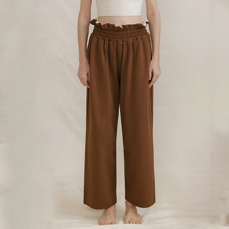 Buddha Stones Casual Buckle Loose Women's Spandex Pants With Pockets - SaddleBrown - US6,UK/AU10,EU38 (XL) - image 1