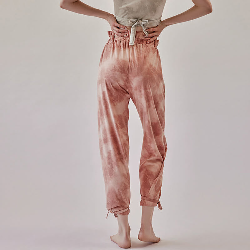 Buddha Stones Casual Trouser Leg Ties Ink Printing Women's Spandex Pants - LightCoral - US6,UK/AU10,EU38 (XL) - image 1
