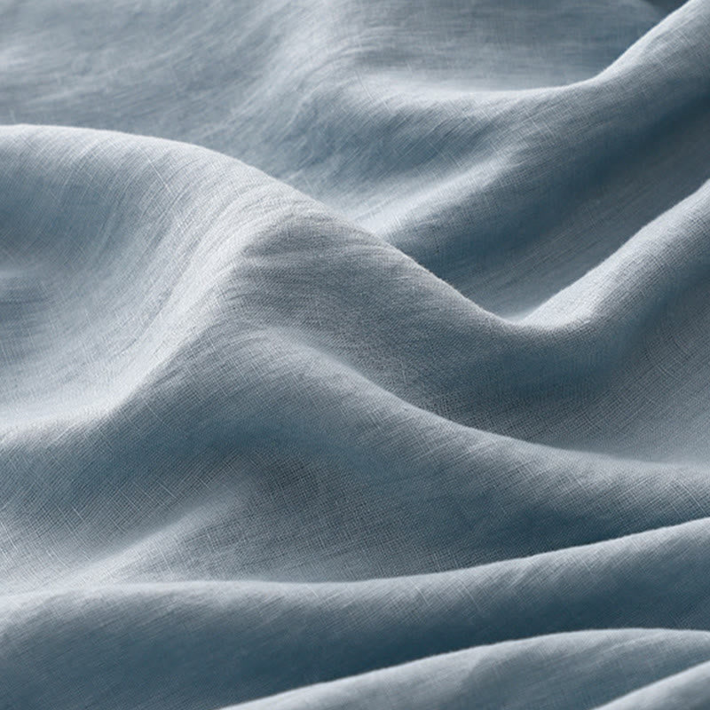 Buddha Stones Casual Plain Crew Neck Lace-up Half Sleeve Cotton Linen Midi Dress With Pockets - image 17