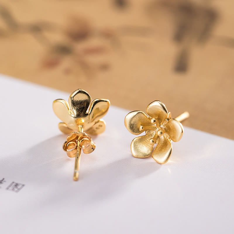 Buddha Stones 925 Sterling Silver Golden Peach Blossom Balance Earrings - image 4