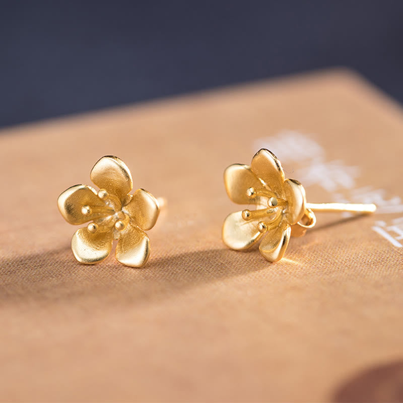 Buddha Stones 925 Sterling Silver Golden Peach Blossom Balance Earrings - 925 Sterling Silver - image 0