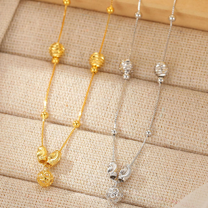 Buddha Stones 925 Sterling Silver Simple Bell Bead Blessing Anklet - image 10