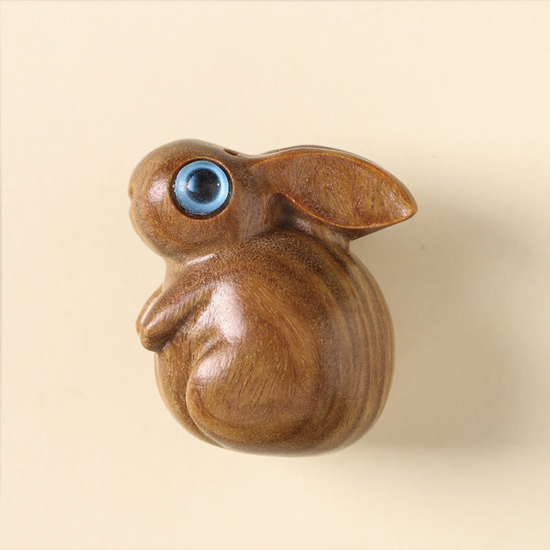 Buddha Stones Small Leaf Red Sandalwood Green Sandalwood Lucky Mini Rabbit Relaxation Decoration