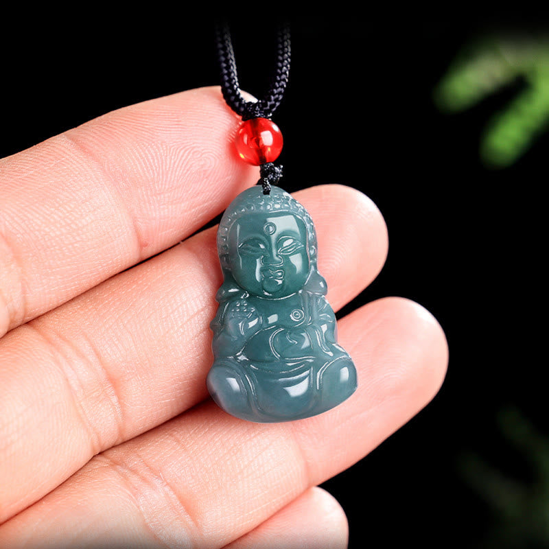 Buddha Stones Jade Baobao Buddha Prosperity Necklace Pendant - image 4