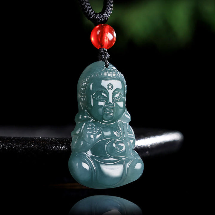 Buddha Stones Jade Baobao Buddha Prosperity Necklace Pendant - Jade - image 1